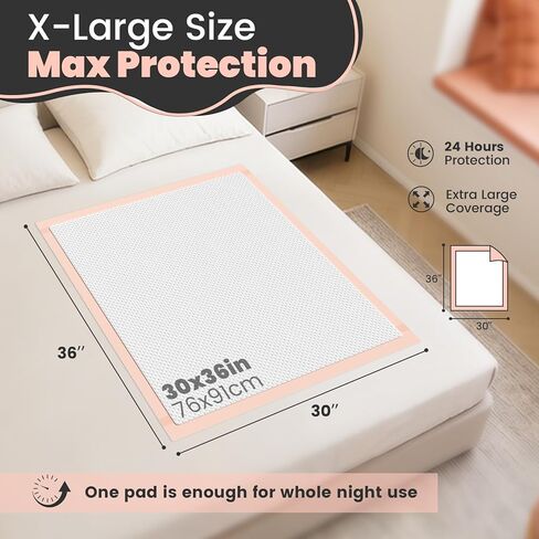 MKISS Bed Pads with Adhesive Strip 30"x36", 50 Count, Thick Absorbent Incontinence Adults Underpads Disposable, Leakproof Pee Pads, Extra Large Pet Training Pads in Saudi Arabia