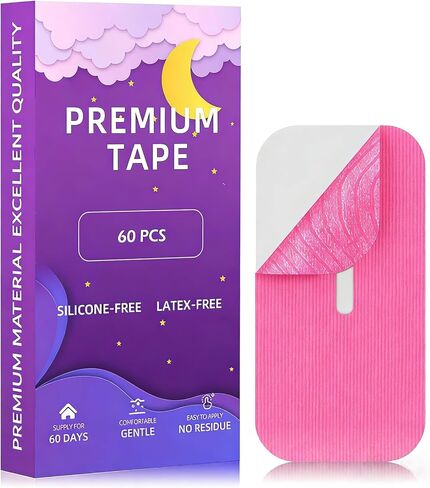 Mouth Tape for Sleeping Women & Men 60 Pack, Hypoallergenic, Latex Free & Gentle On Skin - Breathable & Pain-Free Removal - Skin Friendly, Ease to Use(Black-with Hole) in Kuwait