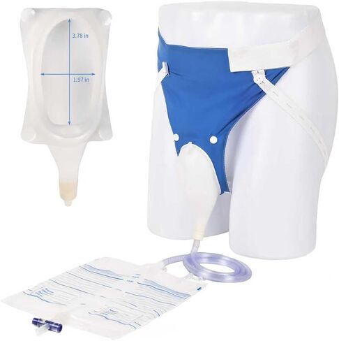 2026 Upgraded Urine Collection Bag, Reusable Condom Catheter with 1000ml/2000ml Urine Collector Bags, Portable Wearable Urinal for Men, Nighttime Male External Catheter for Elderly Men in Kuwait