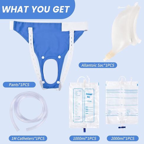 2026 Upgraded Urine Collection Bag, Reusable Condom Catheter with 1000ml/2000ml Urine Collector Bags, Portable Wearable Urinal for Men, Nighttime Male External Catheter for Elderly Men in Kuwait