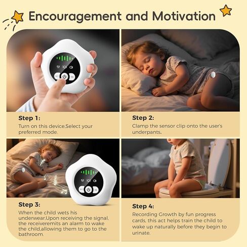 Wireless Bedwetting Alarm 2026 New Compact & Comfortable Wireless Sensor 3Mode Rechargeable Bed Wetting Alarm for Boys and Girls Includes Progress Card in Saudi Arabia