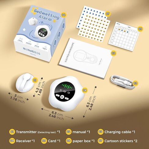 Wireless Bedwetting Alarm 2026 New Compact & Comfortable Wireless Sensor 3Mode Rechargeable Bed Wetting Alarm for Boys and Girls Includes Progress Card in Saudi Arabia