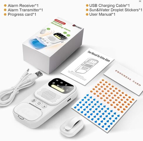 2026 New Wireless Bedwetting Alarm, Bed Wetting Alarm for Boys, Girls or Older Kids, 9 Melodies 3 Modes and UV Mode, Night Light - Pee Alarm for Bedwetting for Kids, Includes Progress Card in Saudi Arabia