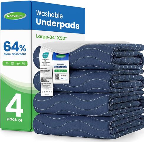 Washable Underpads,34"x36" (Pack of 4) - Heavy Absorbency Incontinence Bed Pads for Adults, Kids & Pets - Waterproof Reusable Protective Pad for Bed, Sofa, Furniture & Floor in Saudi Arabia