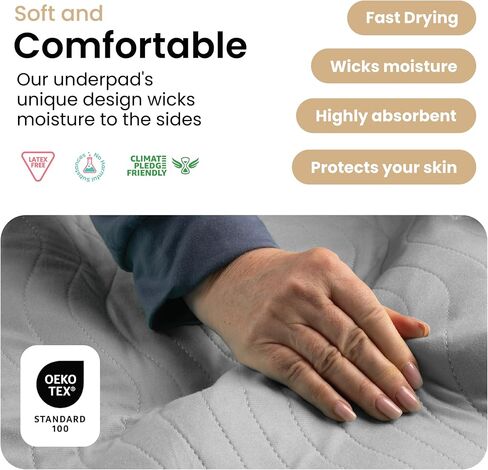 IMPROVIA® Washable Underpads, Heavy Absorbency Reusable Incontinence Pads for Kids, Adults, Elderly, and Pets, Waterproof Protection Floor (Gray, 34"x36" (Pack of 4)) in Saudi Arabia