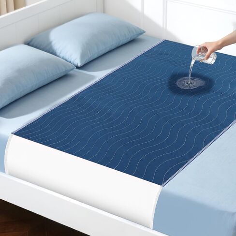 Xfire Bed Pads Washable Waterproof, Heavy Absorbency Reusable Bed Underpads with Tuckable Wings, Incontinence Bed Pads for Adults and Kids, Mattress Protector, Fits Twin/Twin XL Size Bed (Navy) in Saudi Arabia