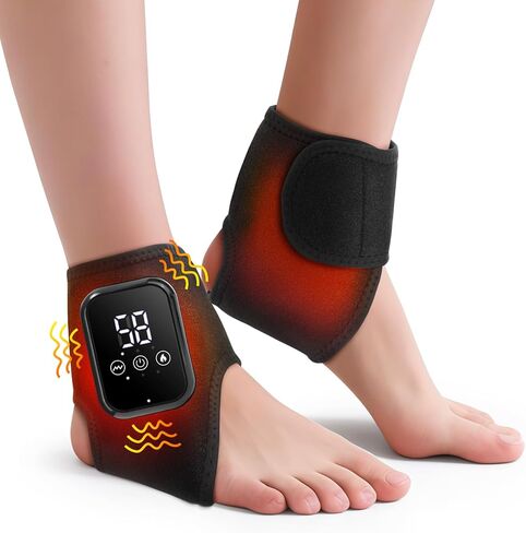2-Pack Ankle Heating Pad, Cordless Ankle Massager with Heat, Heated Wraps for Foot & Ankle, 3 Heat & Vibration Settings, Auto Shut-Off, Gifts for Women Men in Saudi Arabia