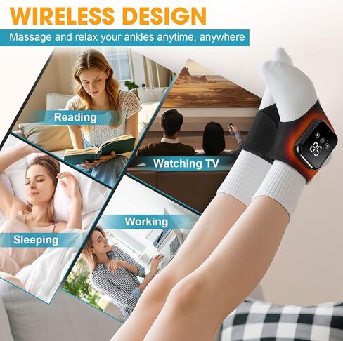 2-Pack Ankle Heating Pad, Cordless Ankle Massager with Heat, Heated Wraps for Foot & Ankle, 3 Heat & Vibration Settings, Auto Shut-Off, Gifts for Women Men in Saudi Arabia
