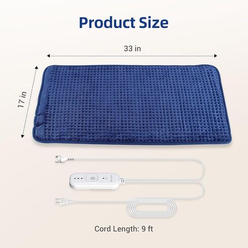 Comfytemp Extra Large Heating Pad for Back & Period, 33''x 17'' King Size FSA Eligible Pack, Birthday Gifts for Women Men Mom Dad & Fathers Day Gift, HSA Electric XL Heat Wrap for Body, Washable, Blue in Kuwait