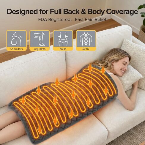 Weighted Heating Pad, 17''x 33'' Electric Heating Pad for Back, Fast Heating with Patented ATC Technology, Upgraded 9 Heat Settings & 6 Hour Timer, Soft Extra Large Heat Pad for Shoulder/Neck/Knee in Saudi Arabia