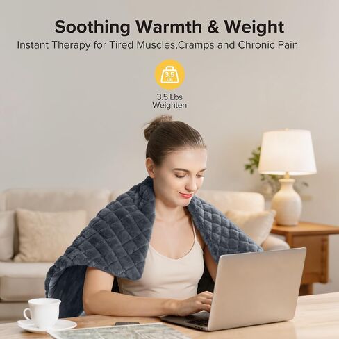 Weighted Heating Pad, 17''x 33'' Electric Heating Pad for Back, Fast Heating with Patented ATC Technology, Upgraded 9 Heat Settings & 6 Hour Timer, Soft Extra Large Heat Pad for Shoulder/Neck/Knee in Saudi Arabia