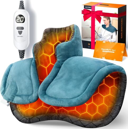 Graphene-Infused Heating Pad 3X Deeper Muscle Relief, Weighted Instant Heating Pads for Neck and Shoulders, Heated Wrap with 6 Heat Options and 4 Auto-Off Timer, Gifts for Mom Women Christmas Birthday in Kuwait