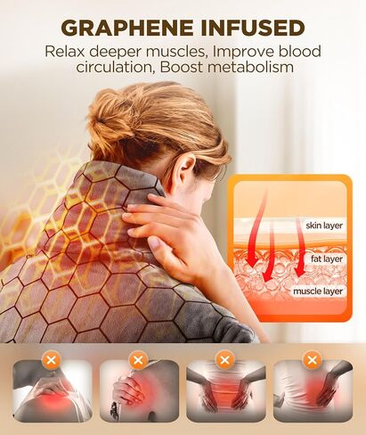 Graphene-Infused Heating Pad 3X Deeper Muscle Relief, Weighted Instant Heating Pads for Neck and Shoulders, Heated Wrap with 6 Heat Options and 4 Auto-Off Timer, Gifts for Mom Women Christmas Birthday in Kuwait