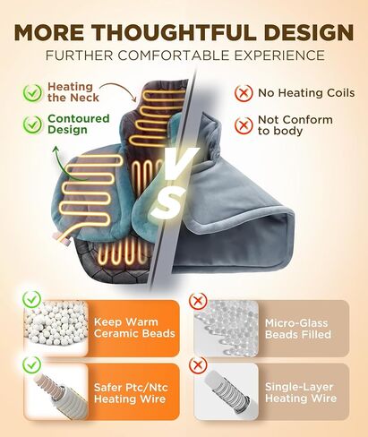 Graphene-Infused Heating Pad 3X Deeper Muscle Relief, Weighted Instant Heating Pads for Neck and Shoulders, Heated Wrap with 6 Heat Options and 4 Auto-Off Timer, Gifts for Mom Women Christmas Birthday in Kuwait