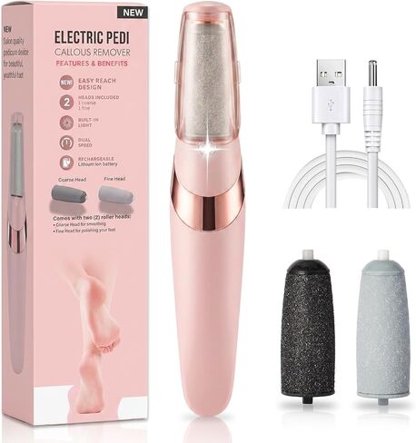 ZABOUL Callus Removers for Feet, Electric Foot Callus Remover Rechargeable with 2 Roller Heads Electronic Foot File Removes Hard Skin for Soft Beautiful Feet, Feet Care Pedicure Tools in Saudi Arabia
