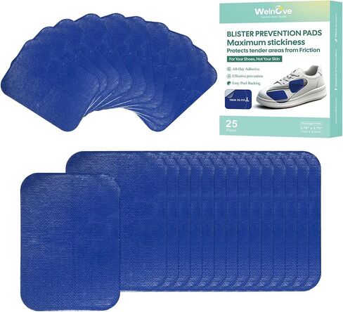 Welnove Blister Prevention Patches, 25 Sheets Moleskin for Shoes (Glossy Low-Friction Film – Not Traditional Padded Moleskin) – Protects Tender Areas from Friction - Total 1.79 sq ft in Saudi Arabia