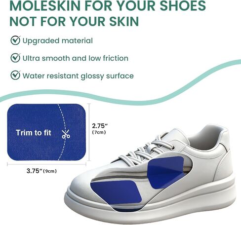 Welnove Blister Prevention Patches, 25 Sheets Moleskin for Shoes (Glossy Low-Friction Film – Not Traditional Padded Moleskin) – Protects Tender Areas from Friction - Total 1.79 sq ft in Saudi Arabia
