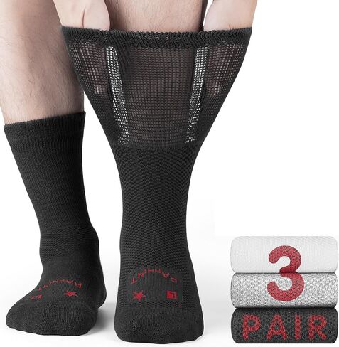 Merino Wool Diabetic Socks for Men Women Thick Warm Loose Fit Non Binding Wide Feet Soft Breathable in Kuwait