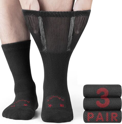 Merino Wool Diabetic Socks for Men Women Thick Warm Loose Fit Non Binding Wide Feet Soft Breathable in Kuwait