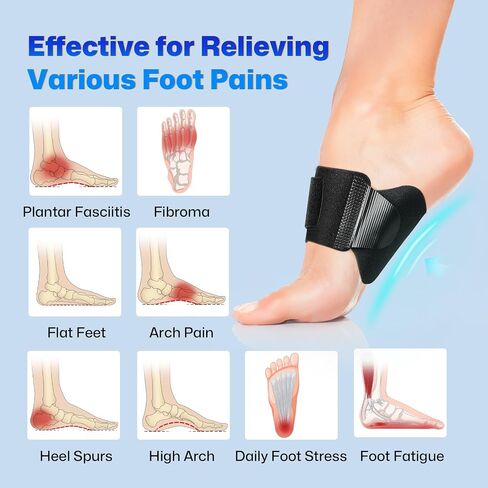 NEVVIS Arch Support Braces with Replaceable Gel Pads, Adjustable Orthotic Arch Support for Women Men, Relief for Plantar Fasciitis, High Arch, Flat Feet, Foot Fatigue, Arch Pain, 4 Pads with 2 Heights in Saudi Arabia