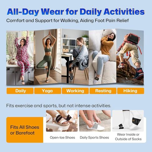 NEVVIS Arch Support Braces with Replaceable Gel Pads, Adjustable Orthotic Arch Support for Women Men, Relief for Plantar Fasciitis, High Arch, Flat Feet, Foot Fatigue, Arch Pain, 4 Pads with 2 Heights in Saudi Arabia