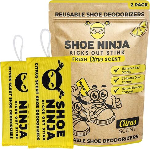 Earth Ninja Fresh Home Bundle – Fridge Ninja (2 Pack) + Shoe Ninja (2 Pack) – Natural Activated Charcoal Odor Eliminators – Long-Lasting, Reusable Deodorizers for Fridge, Shoes, Gym Bags & More in Saudi Arabia