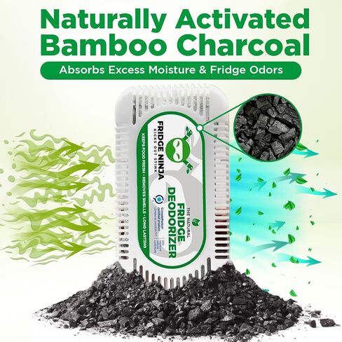 Earth Ninja Fresh Home Bundle – Fridge Ninja (2 Pack) + Shoe Ninja (2 Pack) – Natural Activated Charcoal Odor Eliminators – Long-Lasting, Reusable Deodorizers for Fridge, Shoes, Gym Bags & More in Saudi Arabia