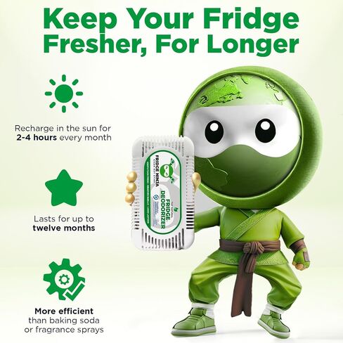 Earth Ninja Fresh Home Bundle – Fridge Ninja (2 Pack) + Shoe Ninja (2 Pack) – Natural Activated Charcoal Odor Eliminators – Long-Lasting, Reusable Deodorizers for Fridge, Shoes, Gym Bags & More in Saudi Arabia