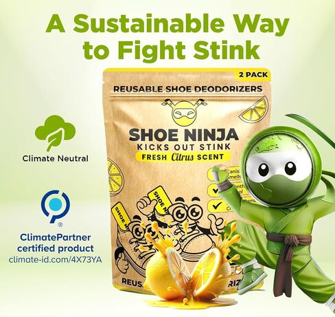Earth Ninja Fresh Home Bundle – Fridge Ninja (2 Pack) + Shoe Ninja (2 Pack) – Natural Activated Charcoal Odor Eliminators – Long-Lasting, Reusable Deodorizers for Fridge, Shoes, Gym Bags & More in Saudi Arabia
