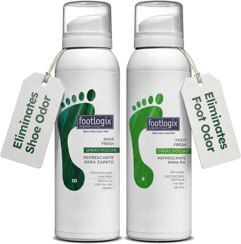 Footlogix Fresh Steps Essentials 2 Piece Kit Foot and Shoe Fresh Spray Tea Tree Oil Menthol Foot Odor Eliminator Shoe Deodorizer for Sweat Control Long Lasting Freshness Daily Use (4.23 oz, 125ml) in Saudi Arabia