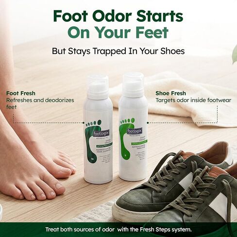 Footlogix Fresh Steps Essentials 2 Piece Kit Foot and Shoe Fresh Spray Tea Tree Oil Menthol Foot Odor Eliminator Shoe Deodorizer for Sweat Control Long Lasting Freshness Daily Use (4.23 oz, 125ml) in Saudi Arabia