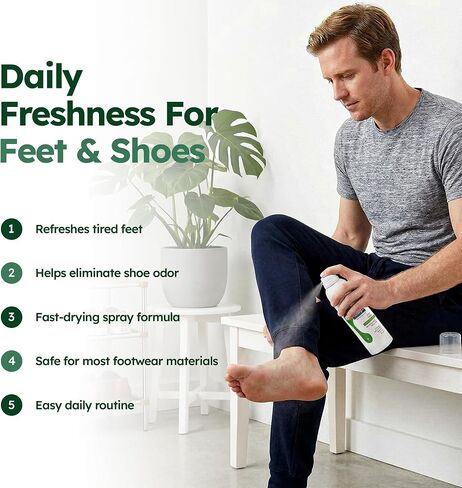 Footlogix Fresh Steps Essentials 2 Piece Kit Foot and Shoe Fresh Spray Tea Tree Oil Menthol Foot Odor Eliminator Shoe Deodorizer for Sweat Control Long Lasting Freshness Daily Use (4.23 oz, 125ml) in Saudi Arabia