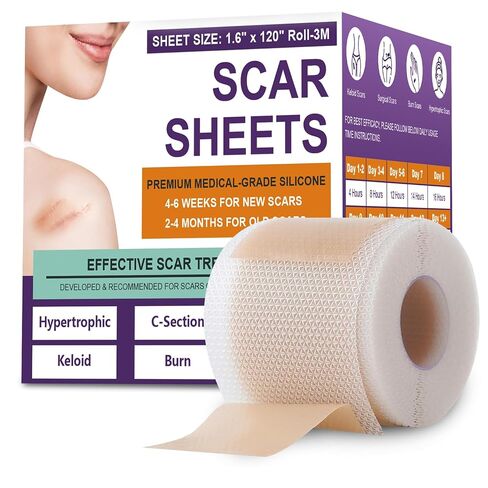 Silicone Scar Sheets, Medical Grade Silicone Scar Tape for Surgical, Hypertrophic, Keloid, C-Section, Burn, Old & New Scars, Reusable Professional Scars Removal Sheets (1.6"X 59" Roll-1.5M) in Kuwait
