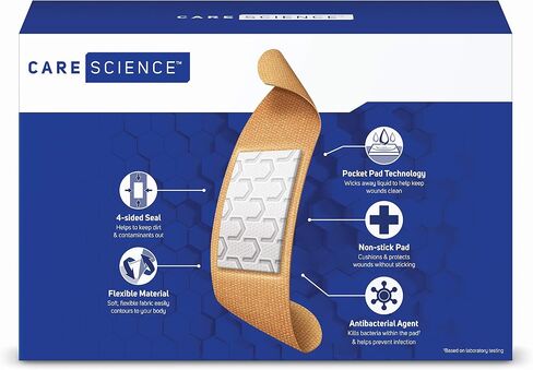 Care Science Fabric Adhesive Bandages, 200 ct Bulk Assorted Sizes | Flexible + Breathable Protection for First Aid and Wound Care in Saudi Arabia
