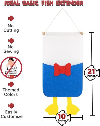 Felt Fish Extender for Disney Cruise Line - 10 Inch Width, 3 Pockets, Capped Wooden Rod, HTV Friendly, Easily Customize, 2025 FE for Gift Exchanges and Pixie Dust in Kuwait