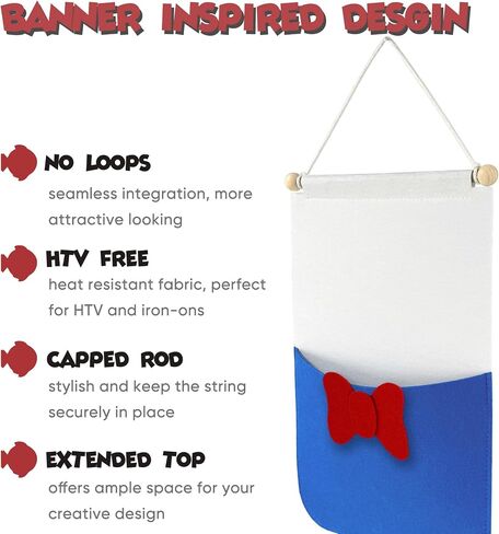 Felt Fish Extender for Disney Cruise Line - 10 Inch Width, 3 Pockets, Capped Wooden Rod, HTV Friendly, Easily Customize, 2025 FE for Gift Exchanges and Pixie Dust in Kuwait