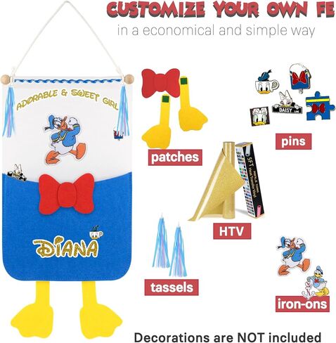 Felt Fish Extender for Disney Cruise Line - 10 Inch Width, 3 Pockets, Capped Wooden Rod, HTV Friendly, Easily Customize, 2025 FE for Gift Exchanges and Pixie Dust in Kuwait