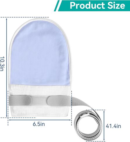 ENLUNTRA 2PCs Medical Restraint Gloves with Touch Fasteners and Long Strap, Soft and Skin-Friendly, Anti-Scratch Safety Hand Mittens for Elderly, Dementia Patients(Blue). in Saudi Arabia