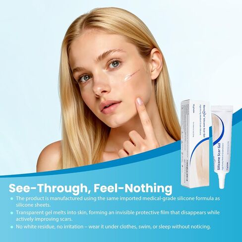 Advanced Scar Gel, Treats New & Old Scars, Reducing the Appearance of Keloid & Bump Scars Caused by Surgery, Acne, Burns, Injury & Stretch Marks-0.53 Oz(15g). in Saudi Arabia