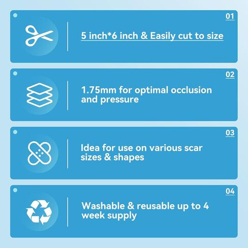 Silicone Scar Sheets - 1.75mm Ultra-Thick & Trimmable, For Old & New Scars from C-Section, Surgery, Keloids, Burns, 4.7" x 5.9" Clear Gel Strips in Saudi Arabia