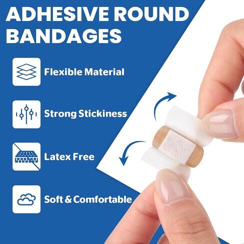 2000 Pack Small Round Bandages, Adhesive Circle Bandages, Breathable Elastic Fabric Bandages with Non-Stick Absorbent Pad, Latex Free Skin-Friendly Bandages for Small Wounds(Diameter 22 mm) in Saudi Arabia