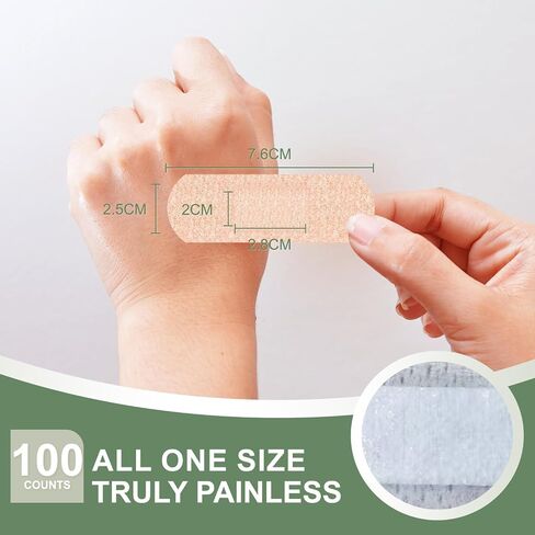 Hysimedy Silicone Bandages for Sensitive Fragile Skin 1"x3" 100 Count Flexible Fabric Latex Free Hypoallergenic Breathable Small Bandages for Wounds Easy Painless Removal for Geriatric and Children in Saudi Arabia