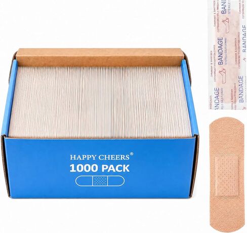 Adhesive Bandages 3/4" x 3" inch,1000 Count Bulk Plastic PE Strip Bandage, Waterproof, Non‑Stick Pad, Breathable Small Wound Bandages for First Aid Kit Refill, Classroom, Office, Workplace in Saudi Arabia