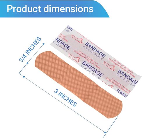 Adhesive Bandages 3/4" x 3" inch,1000 Count Bulk Plastic PE Strip Bandage, Waterproof, Non‑Stick Pad, Breathable Small Wound Bandages for First Aid Kit Refill, Classroom, Office, Workplace in Saudi Arabia