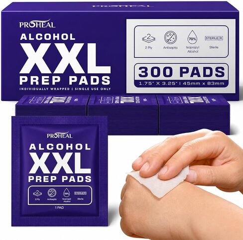 XXL Sterile Alcohol Prep Pads 150 Count - 70% Isopropyl Alcohol Wipes, Individually Wrapped - 2 Ply - Good for Injection Sites and Keeping the Skin Clean, Extra Extra Large 1.75" x 3.25" Pad in Kuwait