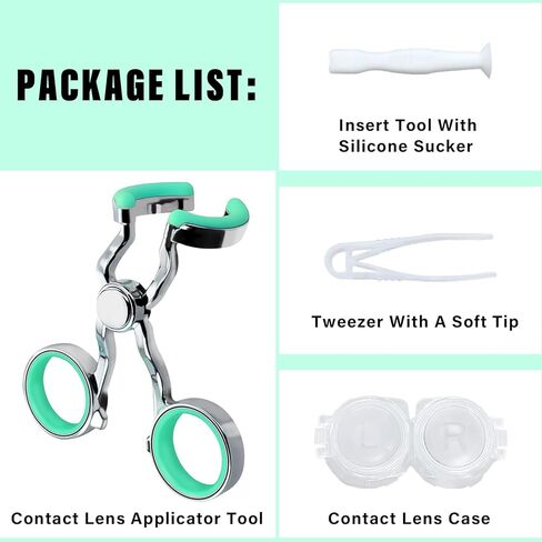 Easy Contact Lens Applicator Tool for Beginners, Professional Contacts Applicator Tool for Long Nails, Soft Tweezer Contact Lens Remover Tool with Storage Box, Portable Set in Saudi Arabia