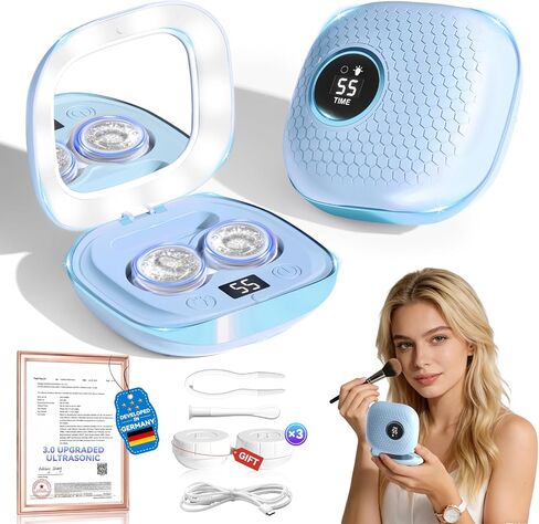 Pro 3.0 Portable Ultrasonic Contact Lens Cleaner【Rechargeable】【50KHz Germany Super Motor】【Top1 Intelligent Chip-Smart Modes】Gentle Cleaning & 99% Brightness, Soft Contact Lens Tools Home Travel (Blue) in Saudi Arabia