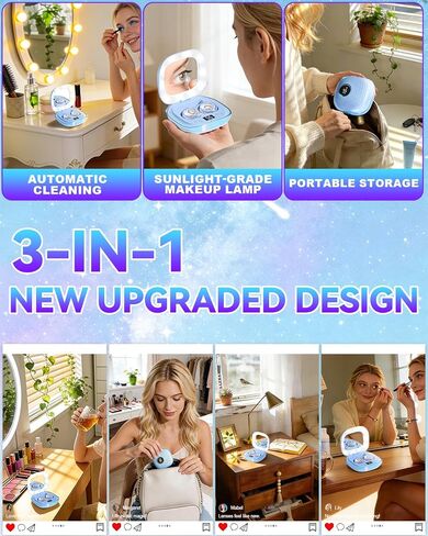 Pro 3.0 Portable Ultrasonic Contact Lens Cleaner【Rechargeable】【50KHz Germany Super Motor】【Top1 Intelligent Chip-Smart Modes】Gentle Cleaning & 99% Brightness, Soft Contact Lens Tools Home Travel (Blue) in Saudi Arabia