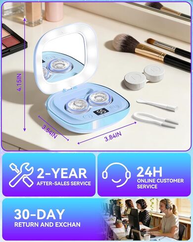 Pro 3.0 Portable Ultrasonic Contact Lens Cleaner【Rechargeable】【50KHz Germany Super Motor】【Top1 Intelligent Chip-Smart Modes】Gentle Cleaning & 99% Brightness, Soft Contact Lens Tools Home Travel (Blue) in Saudi Arabia