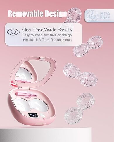 Vastsoon Ultrasonic Contact Lens Cleaner Machine – Portable, Rechargeable Cleaning Kit with 4 Contact Lens Solution Cases, Applicator & Removal Tools – for Travel & Home Use (Pink) in Saudi Arabia